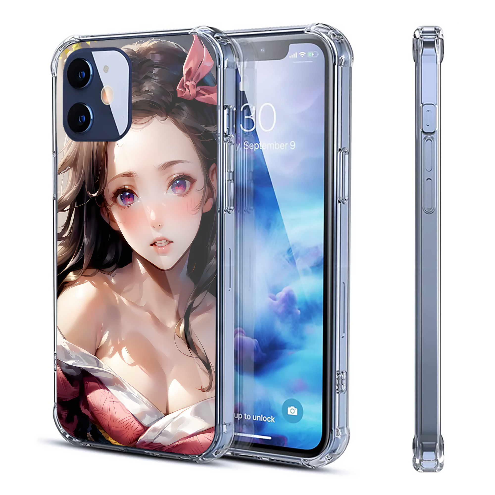 （画像用） 鬼滅の刃（きめつのやいば）竈門 禰󠄀豆子／かまど ねずこ Kamado Nezuko 【iPhone 12シリーズ対応】透明スマホケース（クリアソフトケース）